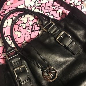 Black leather MK purse